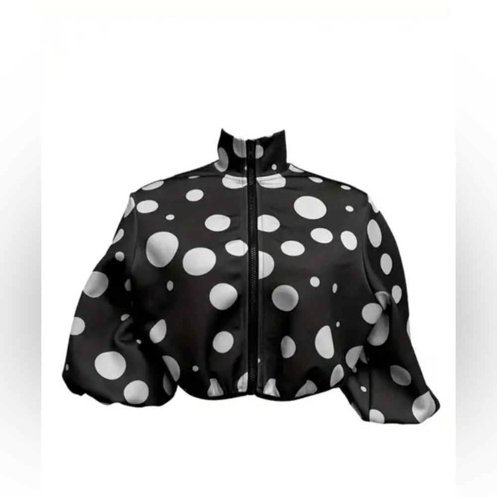 Polka Dot Crop Jacket w/Zipper